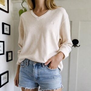 🤩SOLD Vintage Polo Ralph Lauren Cream Cotton Sweater Minimalist 90s Neutral |